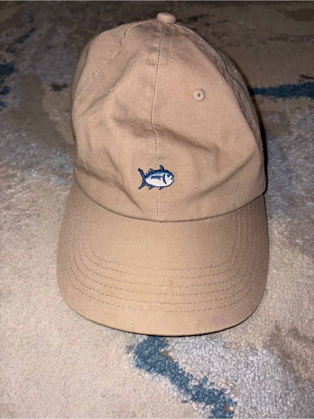 Southern Tide Tan Cap with Blue Fish Logo